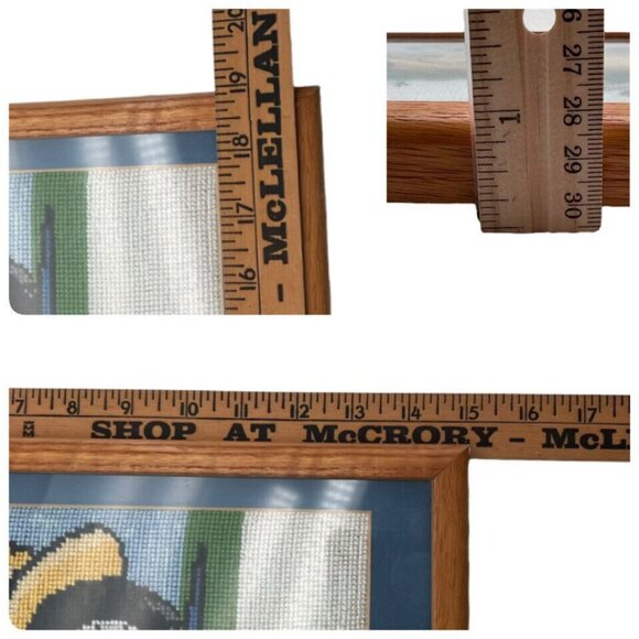 Vintage Framed Cross Stitch 1936 Packard Yellow Car 19 x 15 Artwork 1981 - Picture 5 of 7